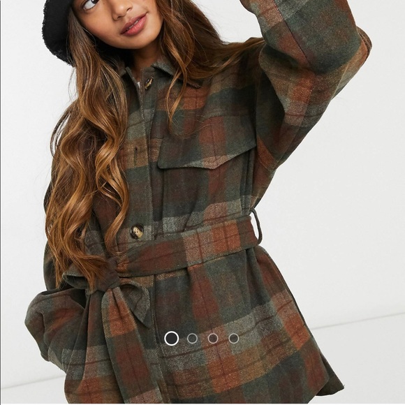 Plaid Shacket with tie waist - Picture 5 of 7